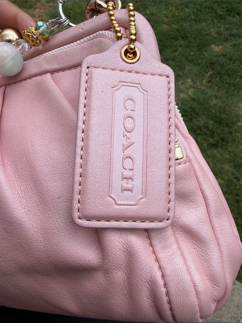 Coach Parker 13621 Pink Pearl Leather Kisslock Shoulder Bag Chain NWT Rare